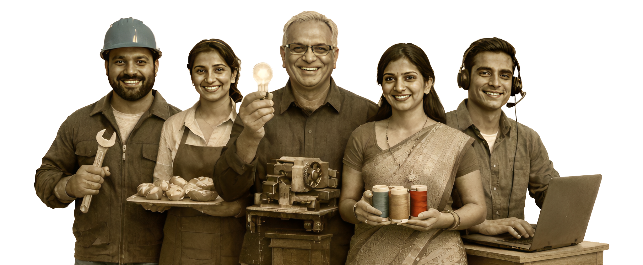 Team of entrepreneurs and workers representing MSMEs